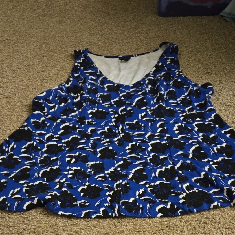 Blue and Black Floral Women's Top